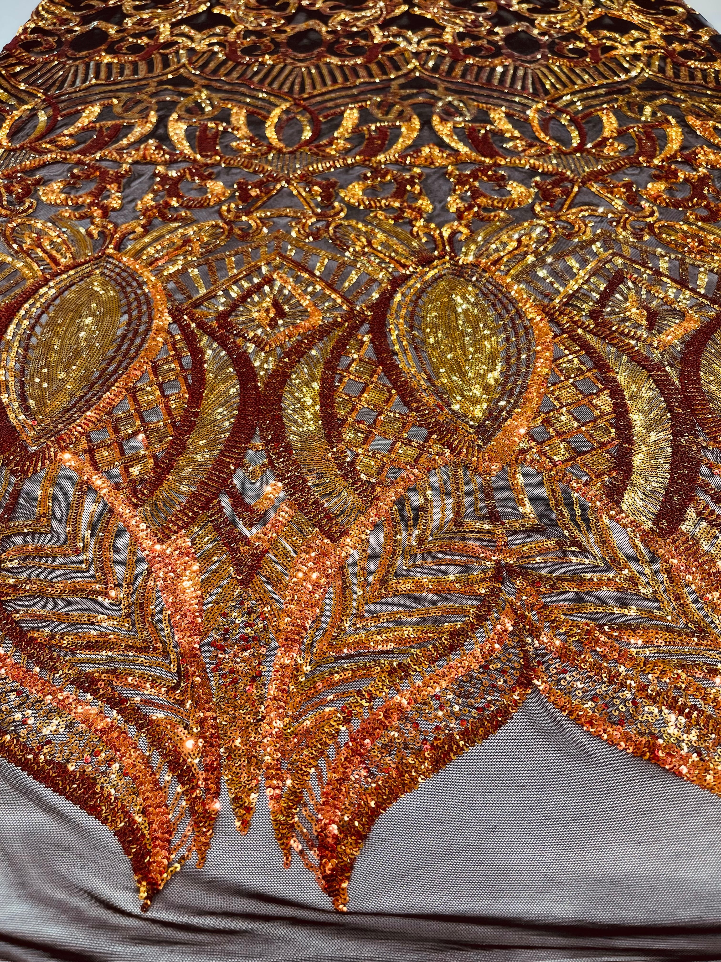 Royalty Damask Iridescent Sequin Stretch Mesh Fabric / Sold by the Yard - Image 17