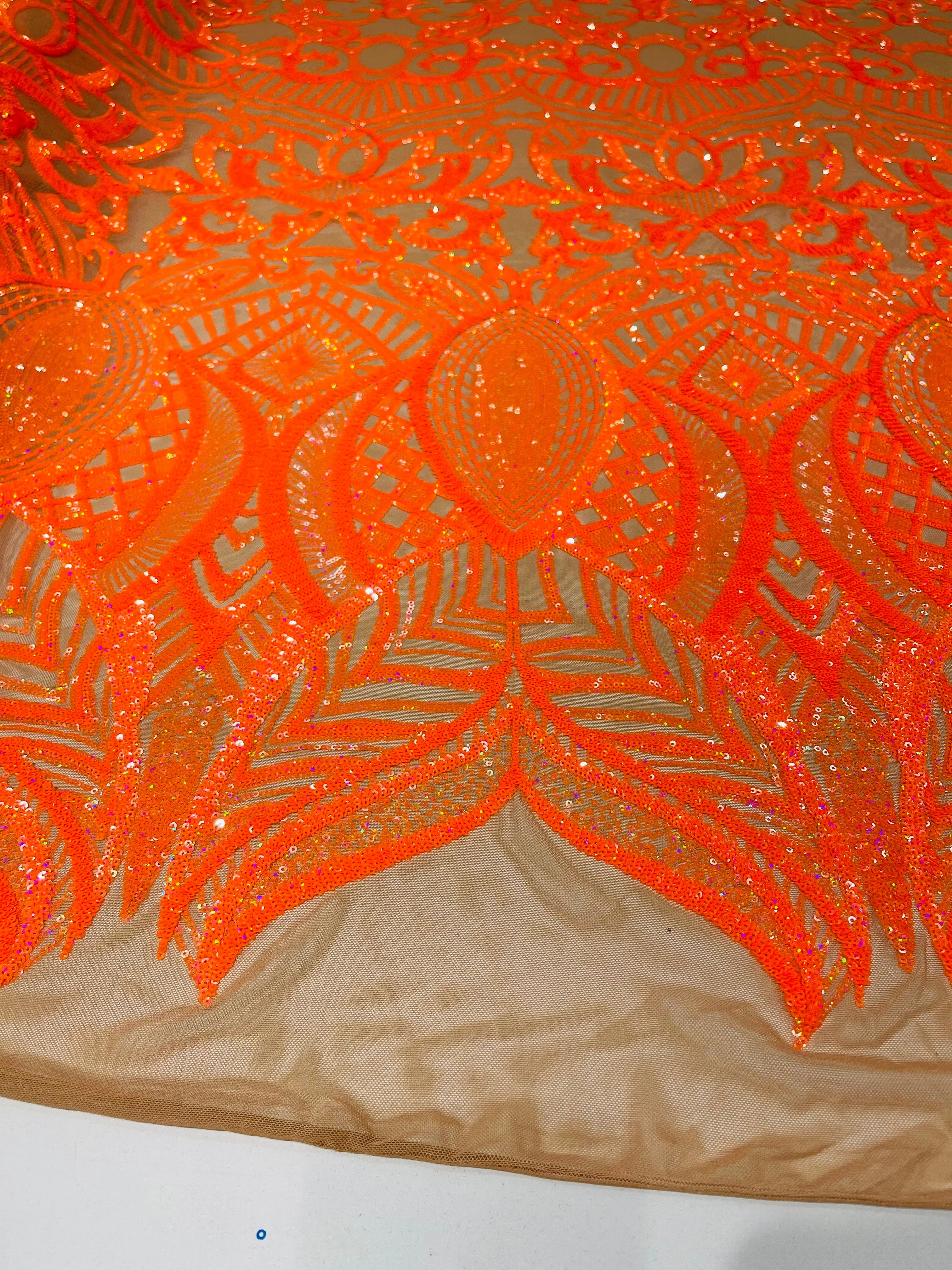 Royalty Damask Iridescent Sequin Stretch Mesh Fabric / Sold by the Yard - Image 22