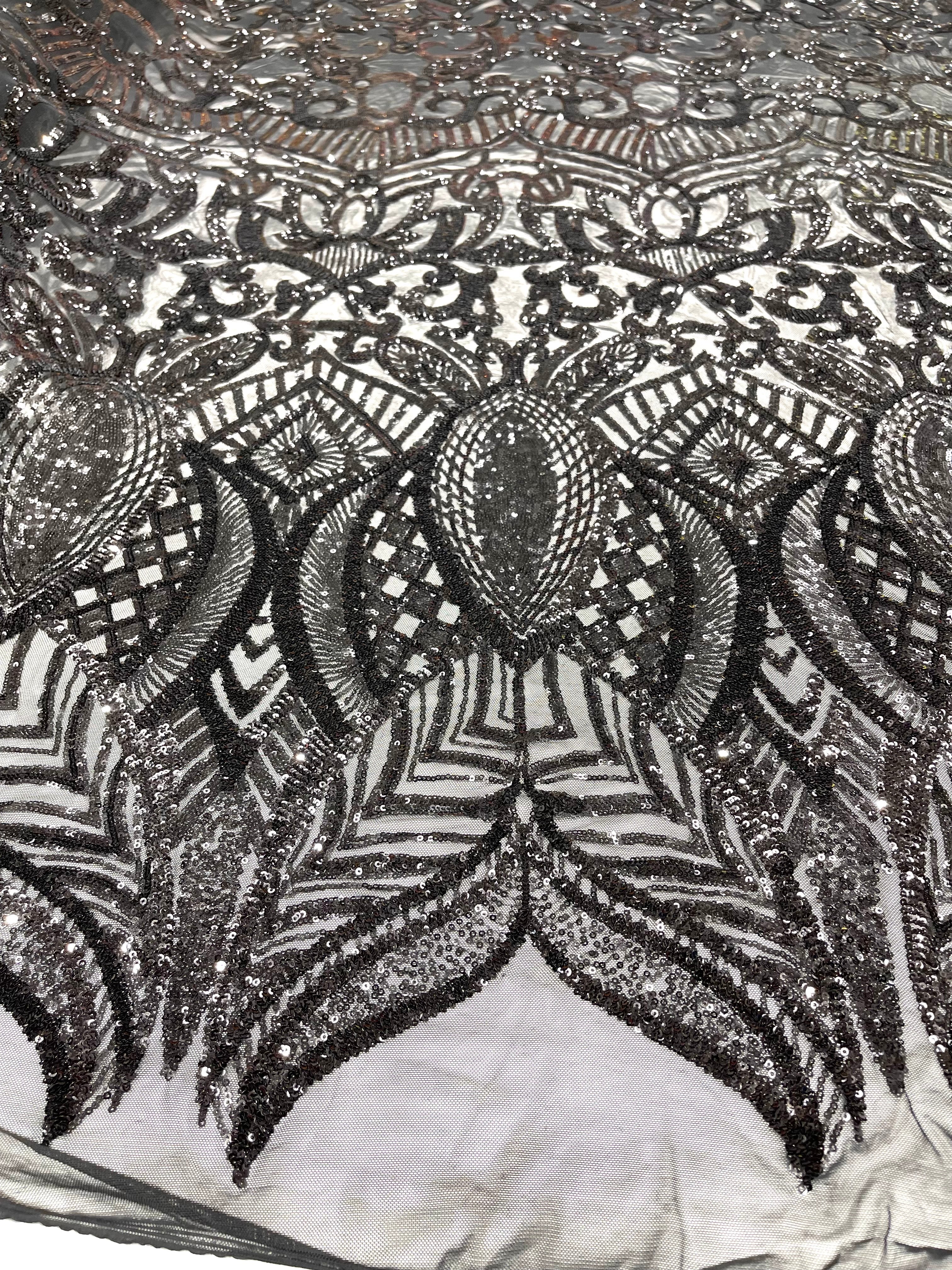 Royalty Damask Iridescent Sequin Stretch Mesh Fabric / Sold by the Yard - Image 26