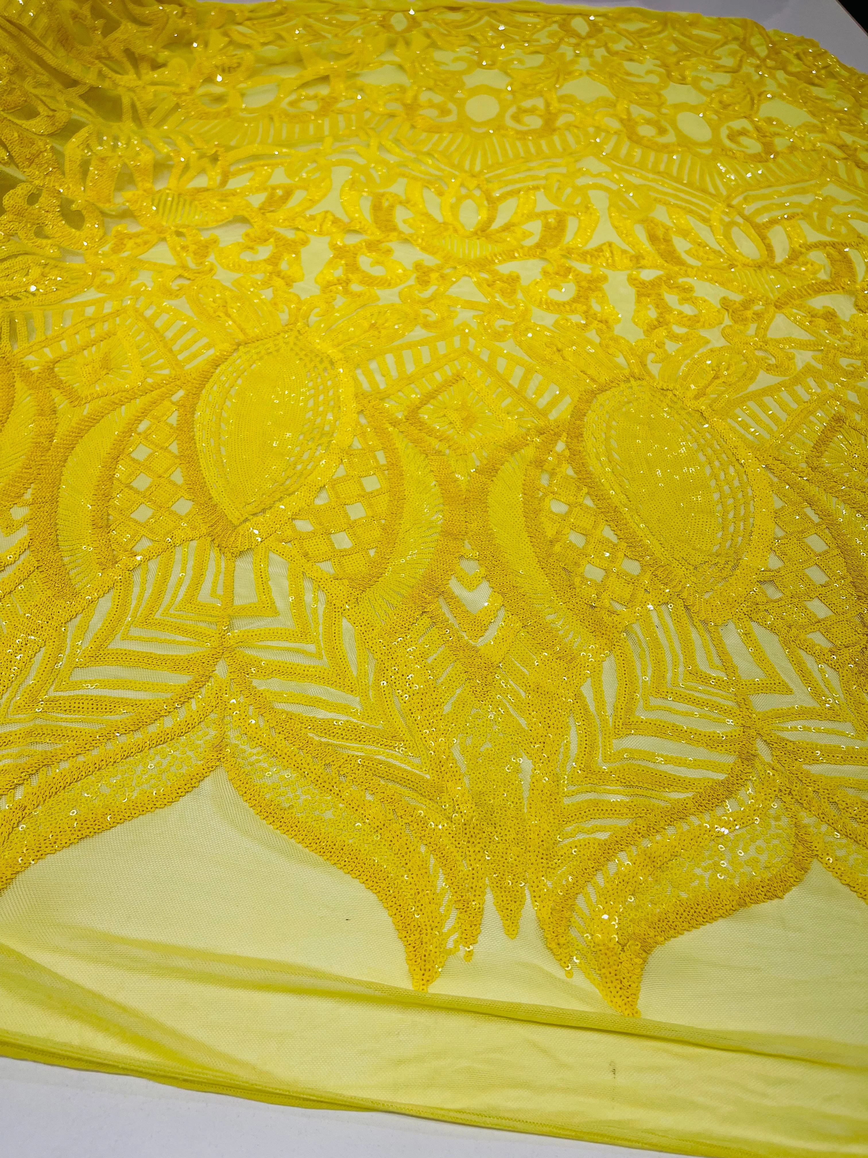 Royalty Damask Iridescent Sequin Stretch Mesh Fabric / Sold by the Yard - Image 27