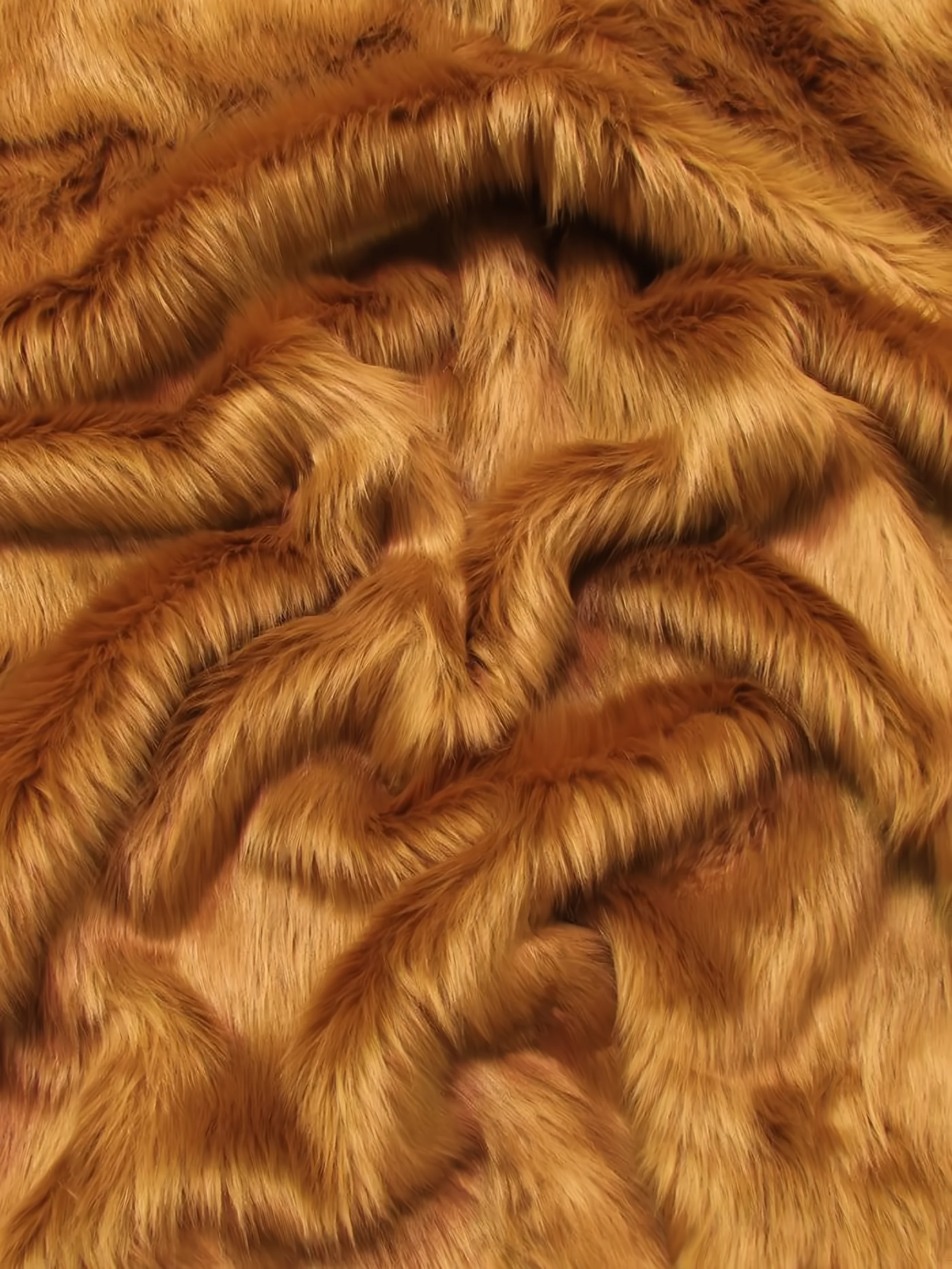 Saddle Solid Shaggy Long Pile Faux Fur Fabric / Sold By The Yard (Closeout)