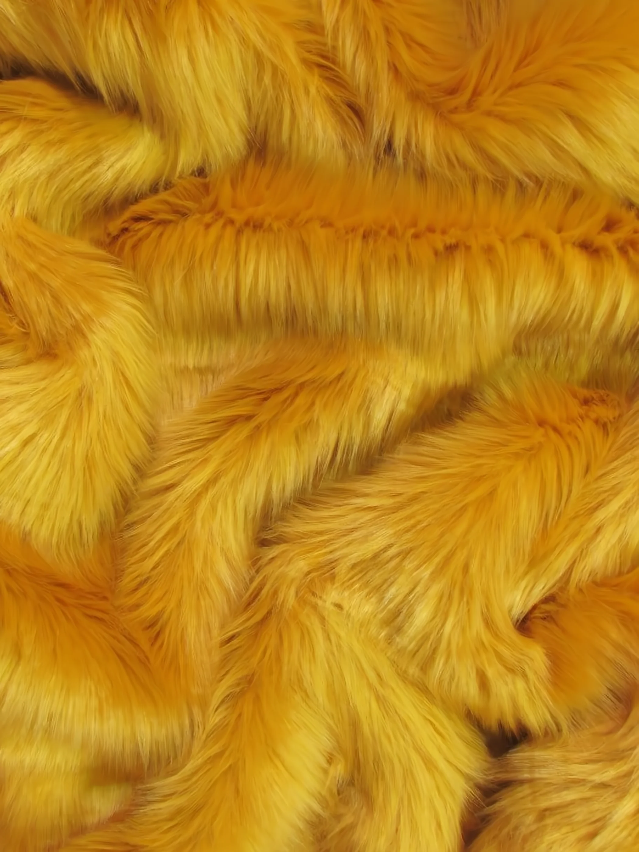 Saffron Solid Shaggy Long Pile Faux Fur Fabric / Sold By The Yard (Closeout)