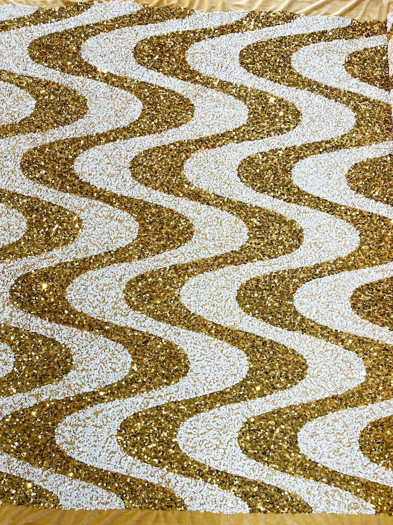 Wave Sequin Velvet Stretch Fabric / Sold by the Yard - Image 4