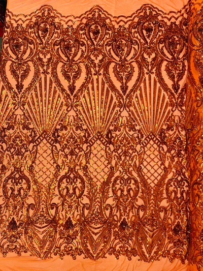 Shell Damask Iridescent Sequin Stretch Mesh Fabric / Sold by the Yard - Image 10