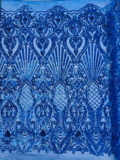 Shell Damask Iridescent Sequin Stretch Mesh Fabric / Sold by the Yard - Image 6