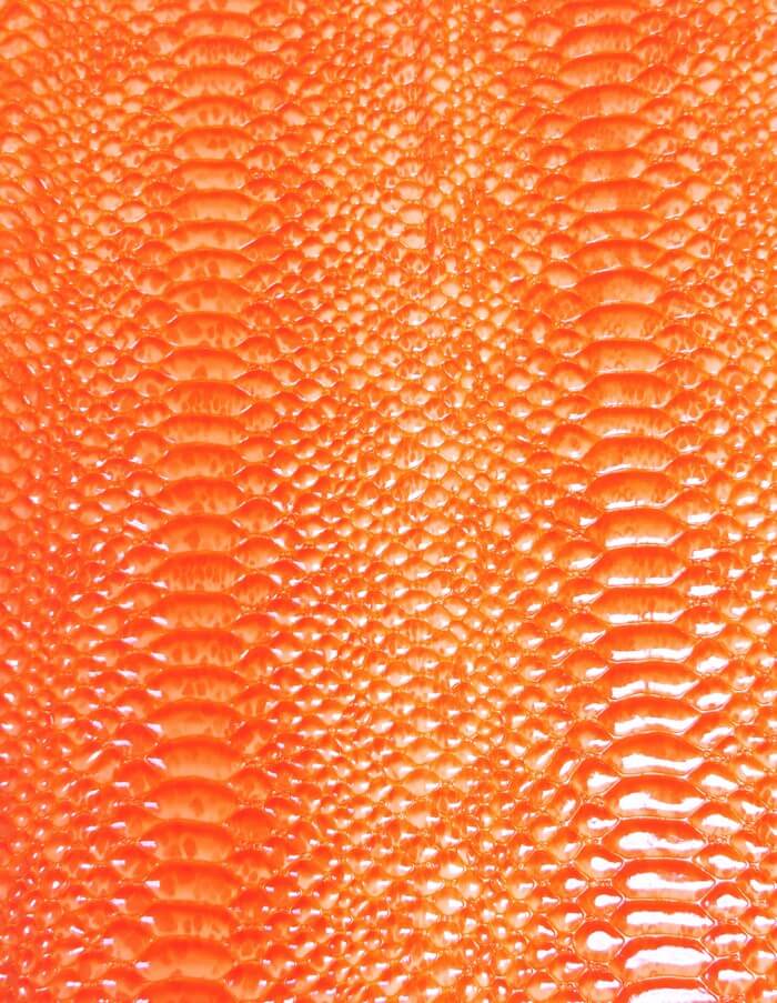 Shiny 3D Serpent Snake Embossed Vinyl Fabric / Crush Orange / By The Roll - 30 Yards - Image 2