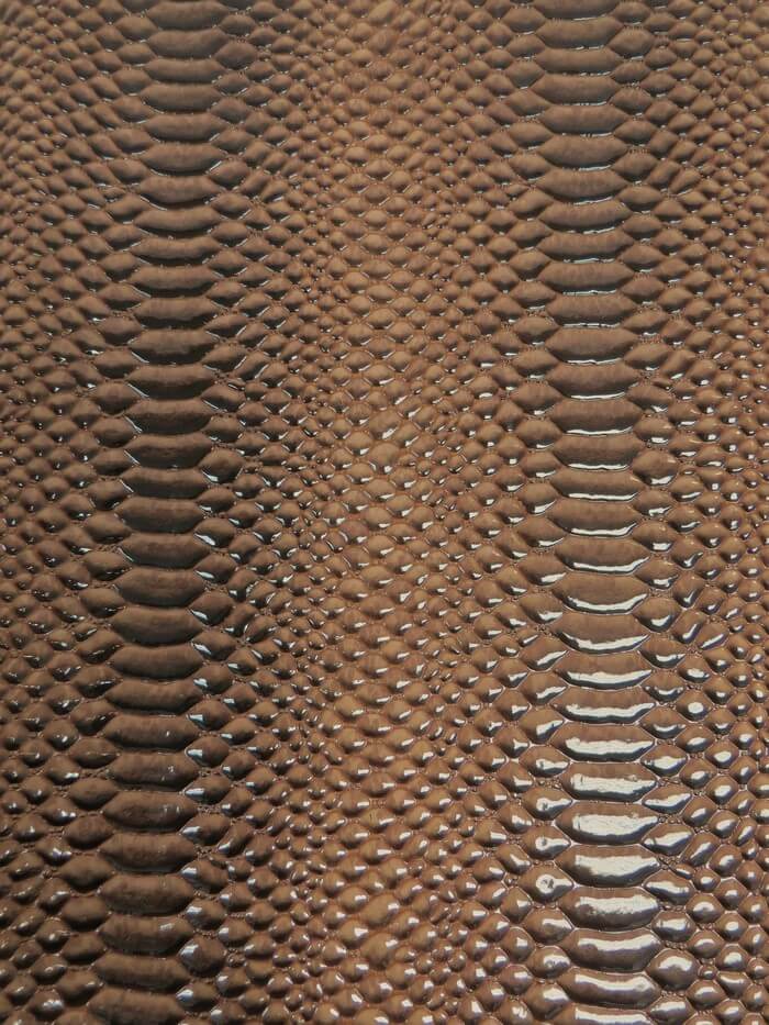Shiny 3D Serpent Snake Embossed Vinyl Fabric / Southern Brown / By The Roll - 30 Yards - Image 2