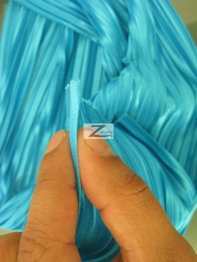 Shiny Pleated Plisse Satin Fabric / Black / Sold By The Yard - Image 3
