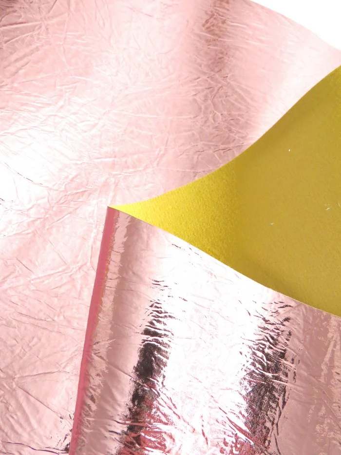 Red Distressed/Crushed Chrome Metallic Mirror Vinyl Fabric / Sold By The Yard - Image 3