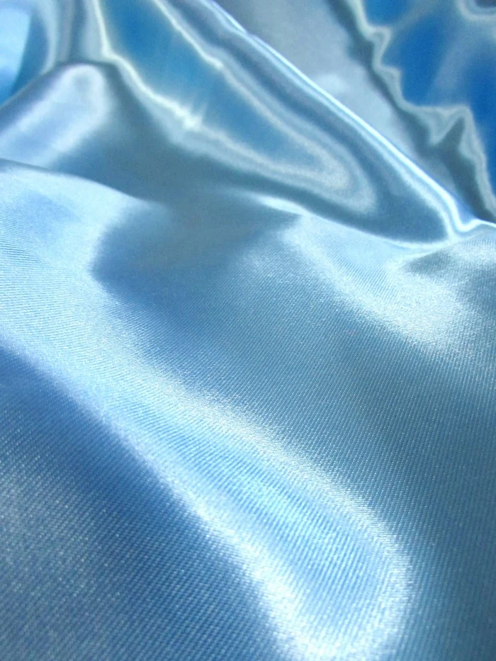 Solid Medium Weight Shiny Satin Fabric / White - Image 2