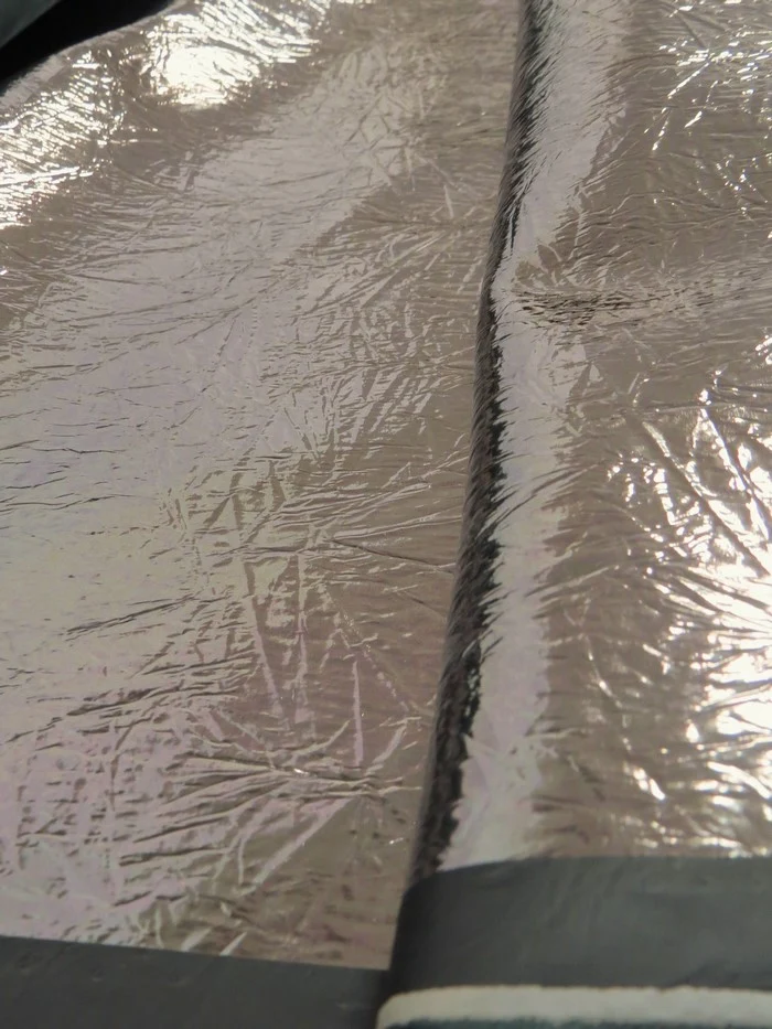 Storm Gray Distressed/Crushed Chrome Metallic Mirror Vinyl Fabric / By The Roll - 30 Yards - Image 2