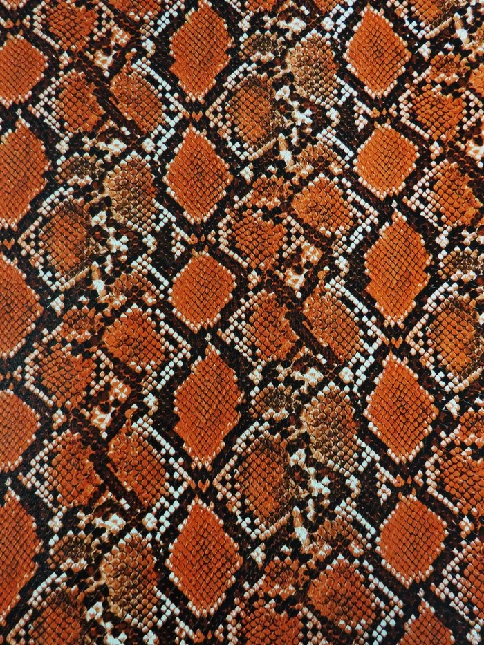 Tangerine / Calico Python Snake Vinyl Fabric - Image 2