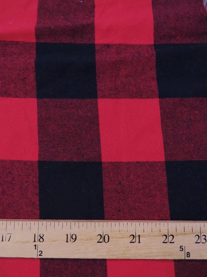 Tartan Plaid Uniform Apparel Flannel Fabric / Big Buffalo Red/Black / Sold By The Yard - Image 2