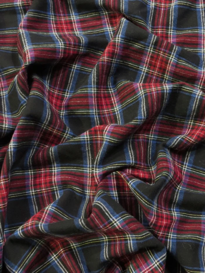 Tartan Plaid Uniform Apparel Flannel Fabric / Black/Red - Image 2