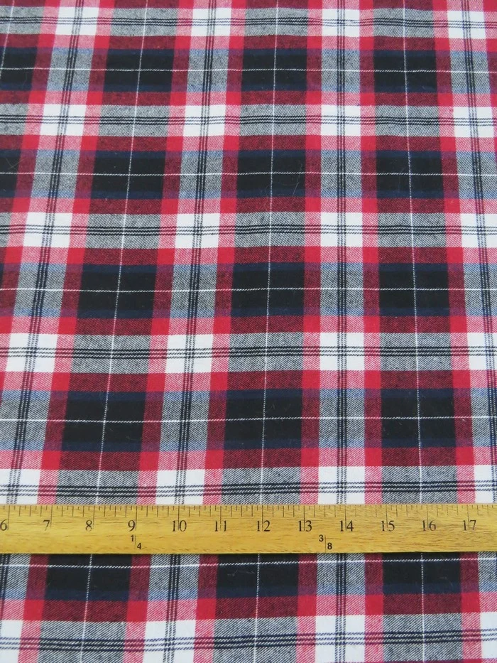 Tartan Plaid Uniform Apparel Flannel Fabric / Black/Red/White - Image 3