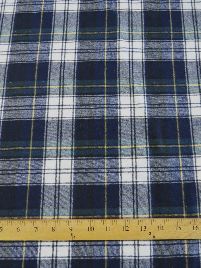 Tartan Plaid Uniform Apparel Flannel Fabric / Blue/Green/White - Image 3