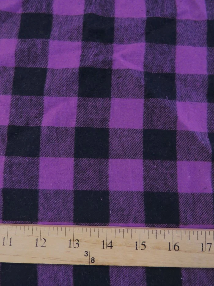 Tartan Plaid Uniform Apparel Flannel Fabric / Buffalo Black/Purple / Sold By The Yard - Image 2