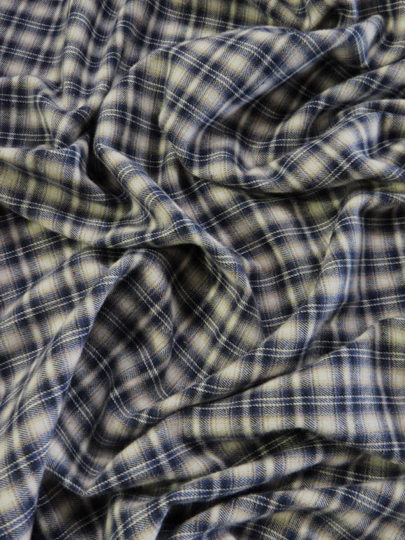 Tartan Plaid Uniform Apparel Flannel Fabric / Cream/Blue / 30 Yard Roll - Image 2