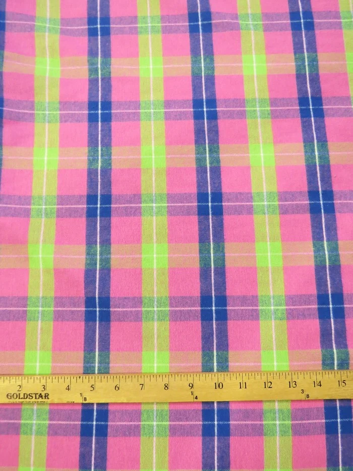 Tartan Plaid Uniform Apparel Flannel Fabric / Multi-Color Pink / Sold By The Yard - Image 3