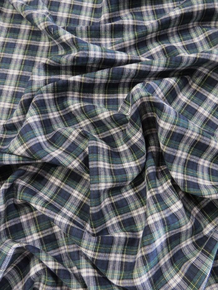 Tartan Plaid Uniform Apparel Flannel Fabric / Navy/Green / Sold By The Yard - Image 2