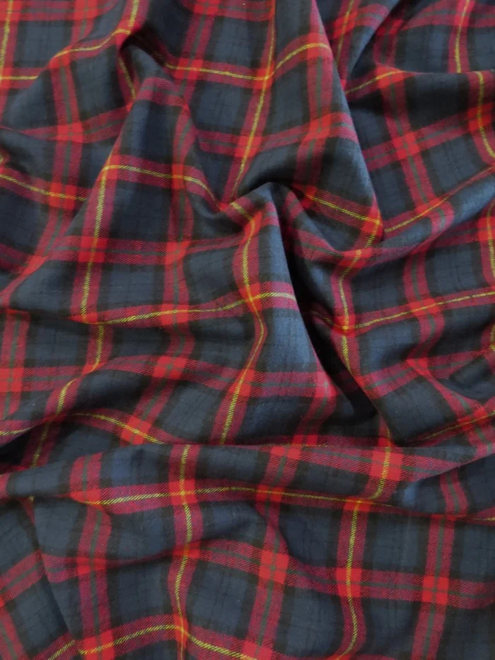 Tartan Plaid Uniform Apparel Flannel Fabric / Navy/Red 2 - Image 2