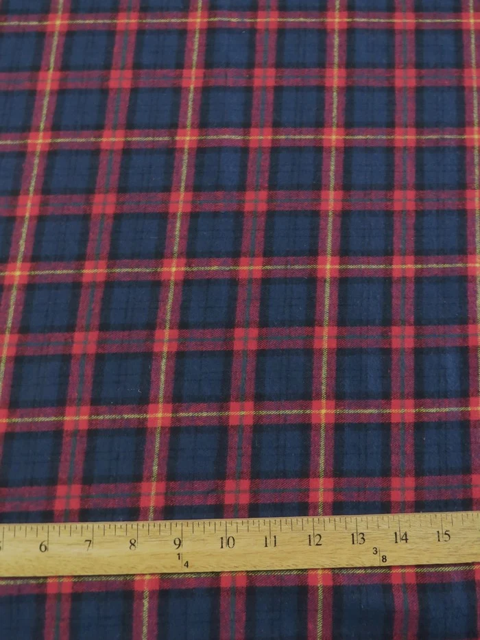 Tartan Plaid Uniform Apparel Flannel Fabric / Navy/Red 2 - Image 3