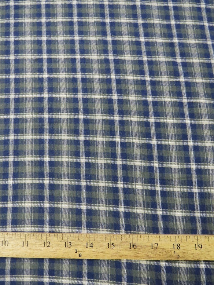 Tartan Plaid Uniform Apparel Flannel Fabric / Olive/Blue - Image 3