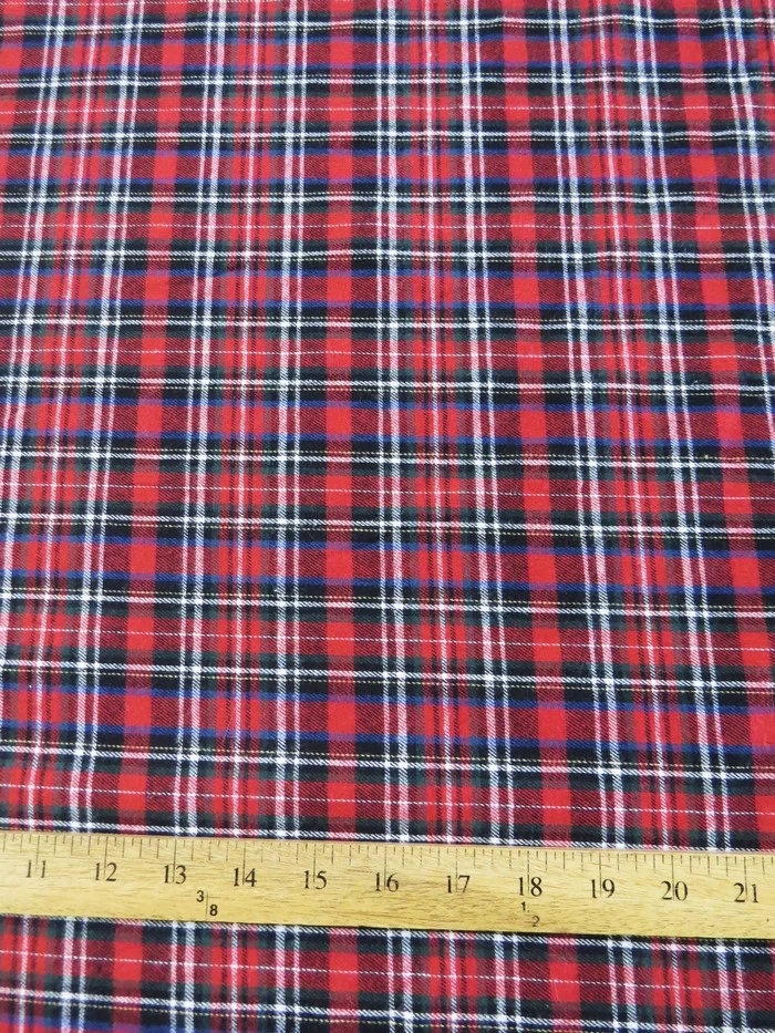 Tartan Plaid Uniform Apparel Flannel Fabric / Red/Black - Image 3
