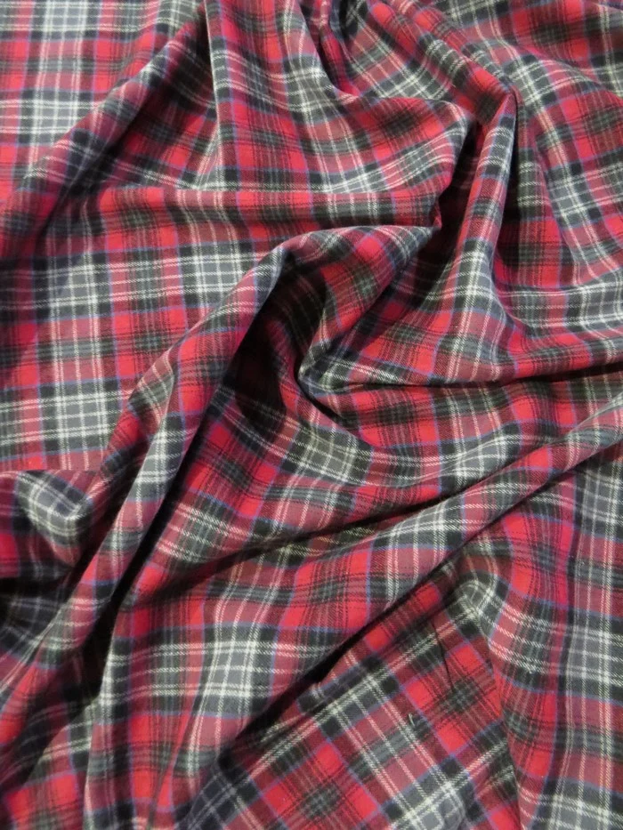 Tartan Plaid Uniform Apparel Flannel Fabric / Red/Gray - Image 2