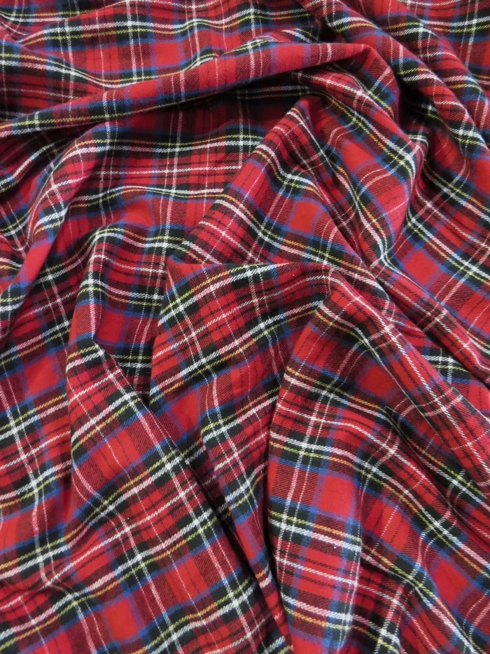 Tartan Plaid Uniform Apparel Flannel Fabric / Red/Multi-Color / Sold By The Yard - Image 2