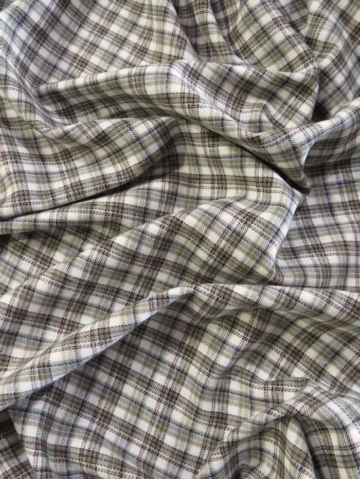 Tartan Plaid Uniform Apparel Flannel Fabric / Sage/White / Sold By The Yard - Image 2
