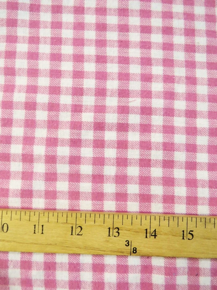 Tartan Plaid Uniform Apparel Flannel Fabric / White/Pink / Sold By The Yard - Image 2