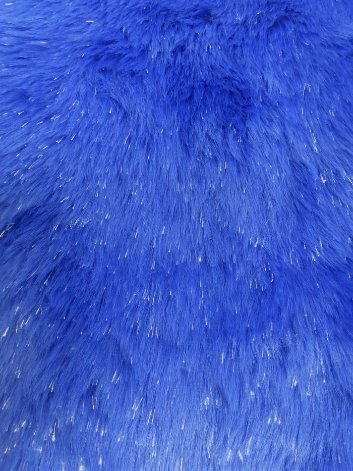 Turquoise Solid Shiny Tinsel Long Pile Faux Fur Fabric / Sold By The Yard - Image 7