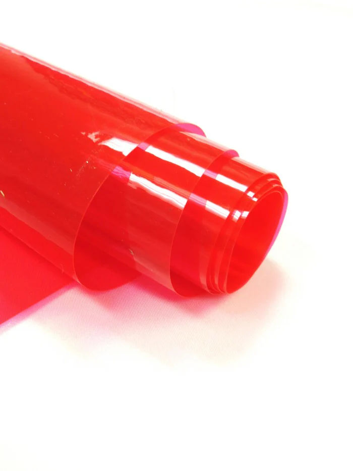 Tinted Plastic Vinyl Fabric / Crimson (12 Gauge) / By The Roll - 60 Yards