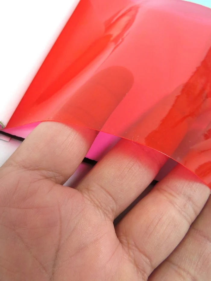 Crimson (12 Gauge) Tinted Plastic Vinyl Fabric / Sold By The Yard - Image 2