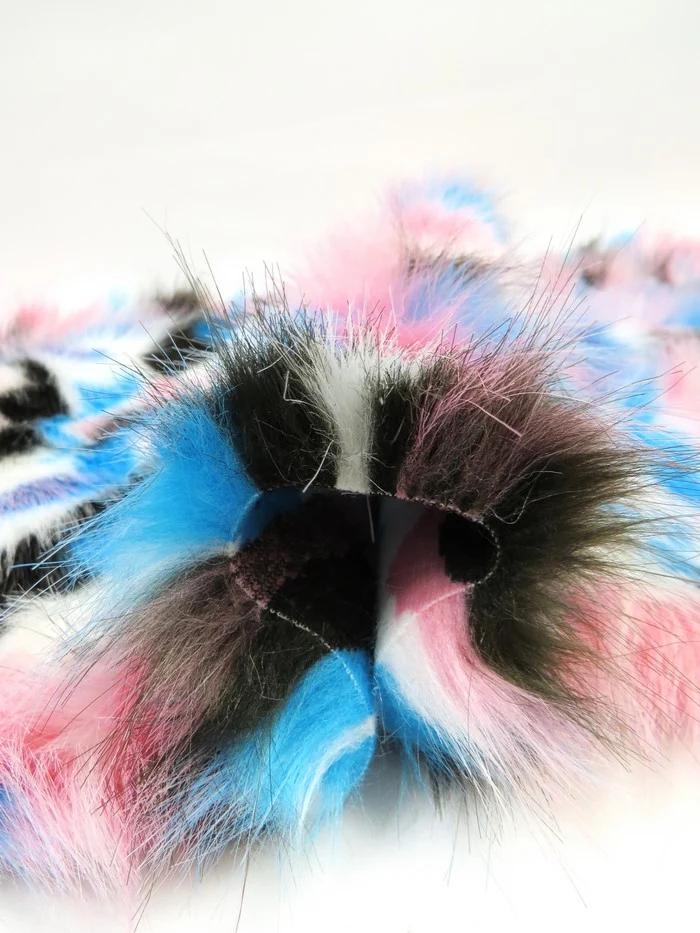 Turquoise, Orange, Fuchsia Sunset Multi-Color Faux Fur Fabric /  Sold by the Yard - Image 4