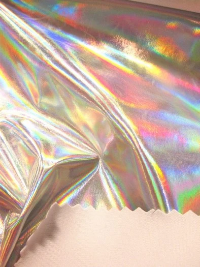 Ultra Holographic Glossy Patent Spandex Vinyl Fabric / Black / Sold By The Yard - Image 2