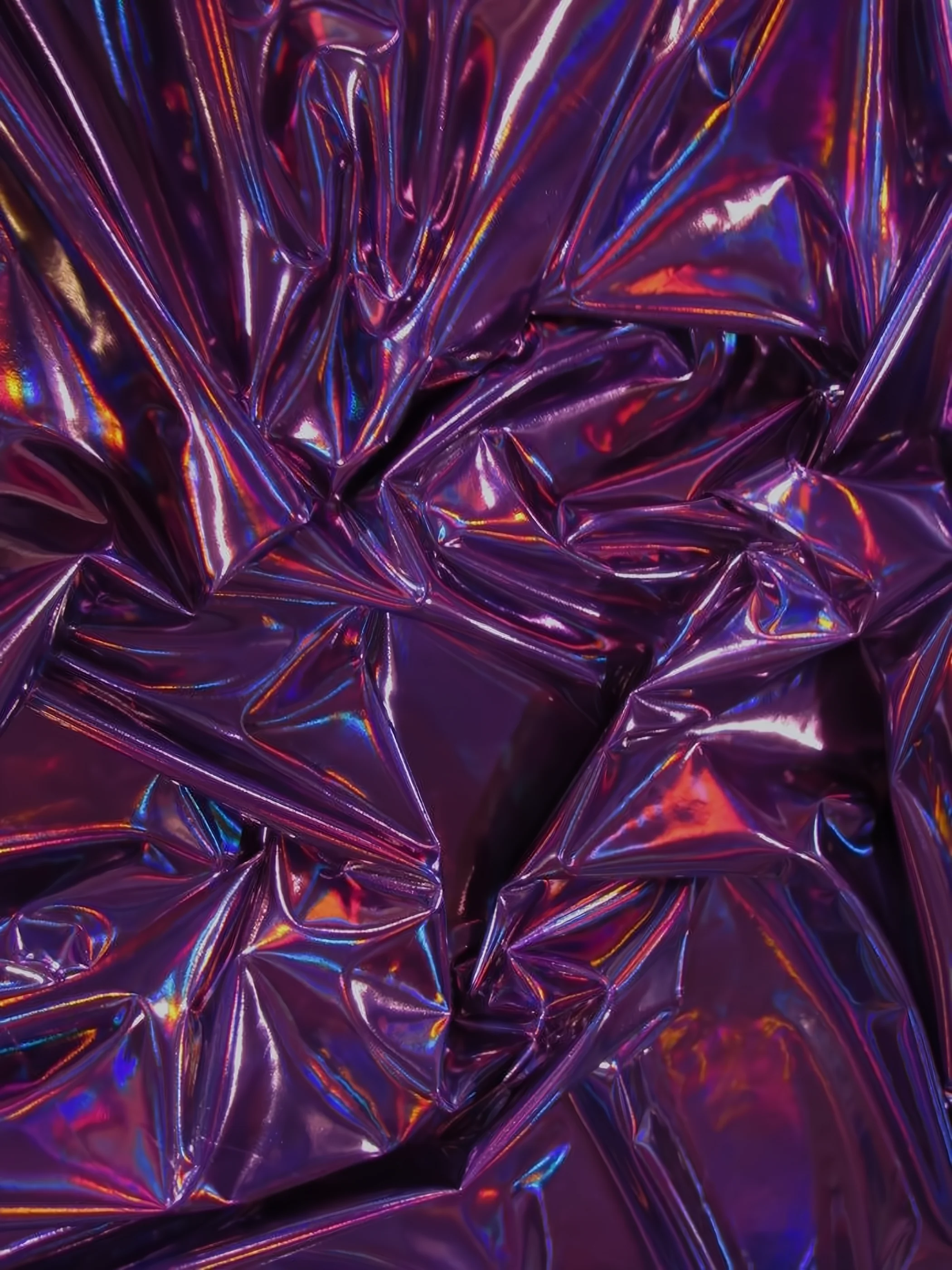 Ultra Holographic Glossy Patent Spandex Vinyl Fabric / Purple / Sold By The Yard