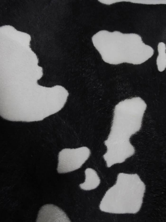 White/Black Velboa Cow Animal Short Pile Fabric / Sold By The Yard - Image 2
