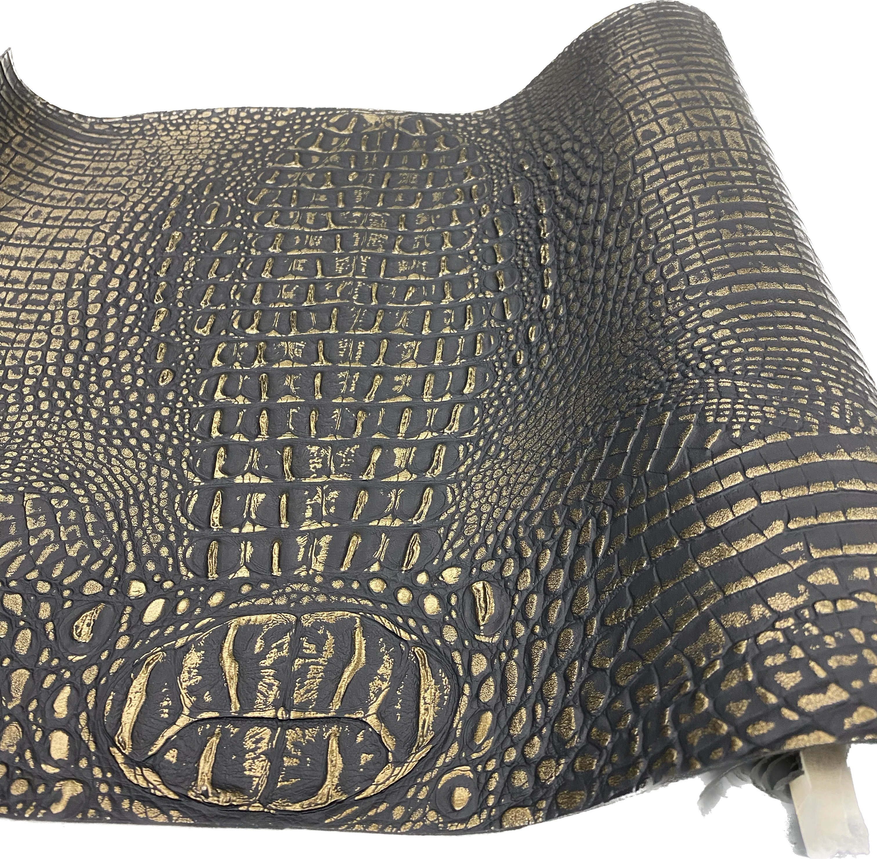 Black/Gold Metallic Caiman Gator Vinyl / 30 Yard Roll - Image 2