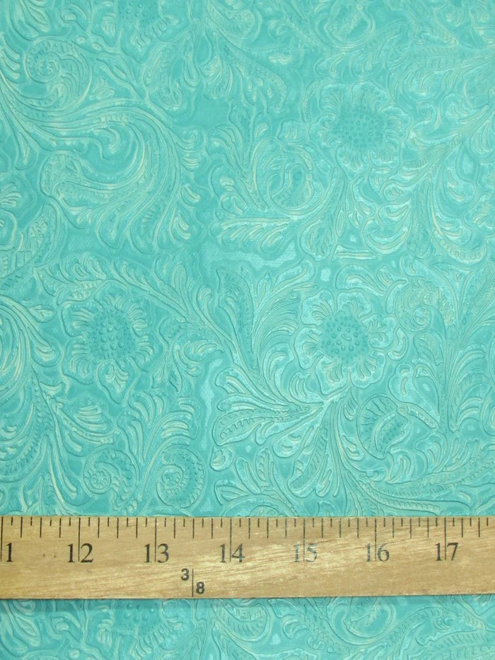 Vintage Western Floral Pu Leather Fabric / Brown / By The Roll - 30 Yards - Image 2