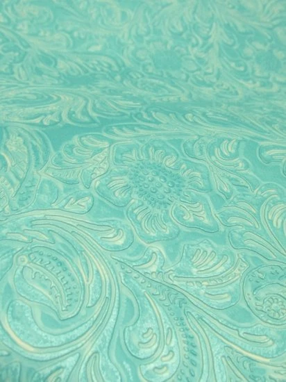 Vintage Western Floral Pu Leather Fabric / Gray / By The Roll - 30 Yards - Image 3