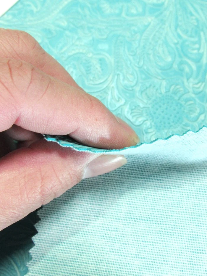 Vintage Western Floral Pu Leather Fabric / Turquoise / By The Roll - 30 Yards - Image 6
