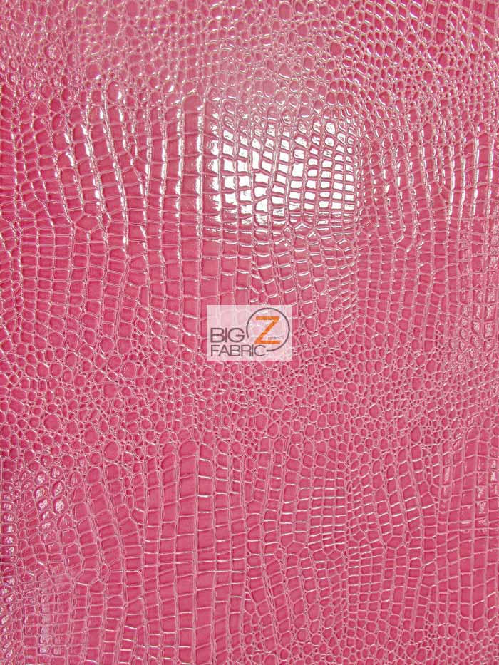Vinyl Faux Fake Leather Pleather Embossed Shiny Alligator Fabric / Fuchsia / By The Roll - 30 Yards - Image 2