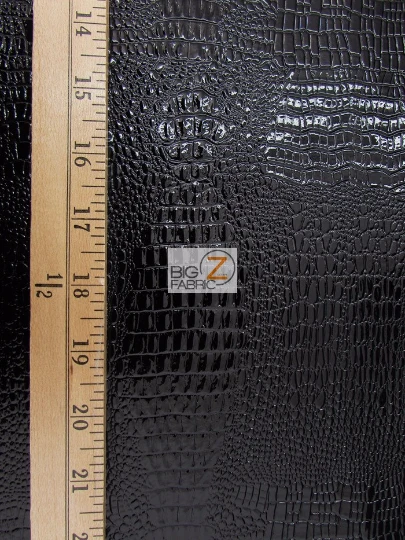 Silver Vinyl Embossed Shiny Amazon Crocodile Fabric / Sold By The Yard Closeout!!! - Image 2