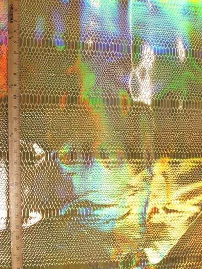 Viper Snake Holographic Embossed PVC Vinyl Fabric / Gold / Sold By The Yard - Image 7