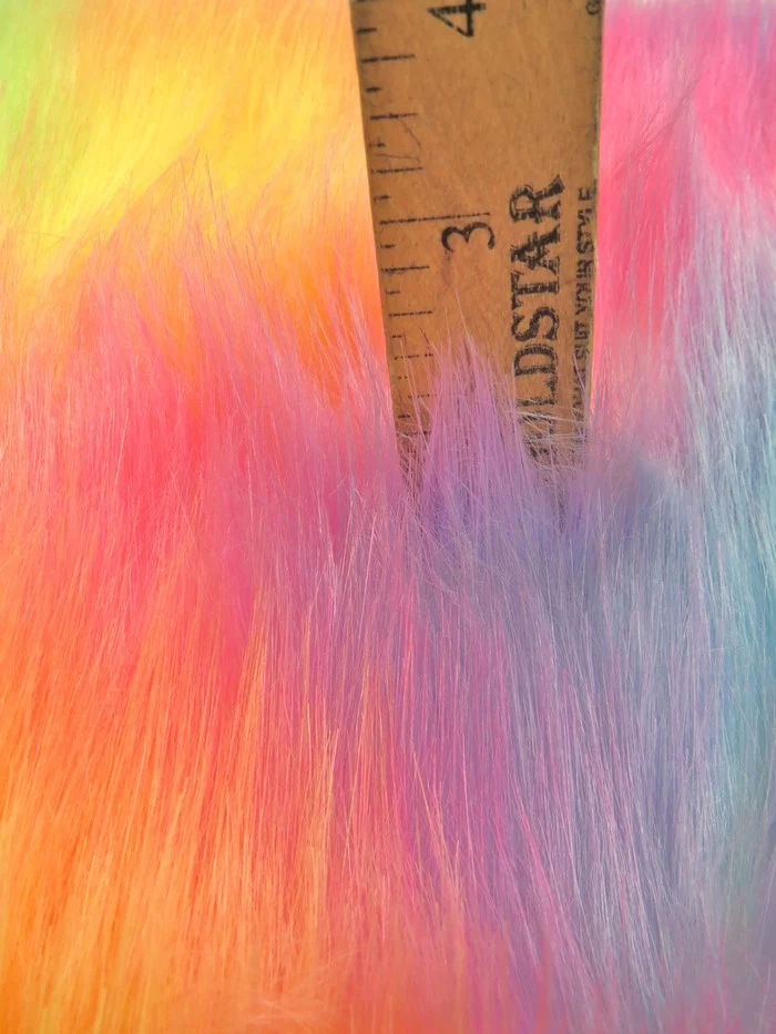 Wave Rainbow Long Pile Faux Fur Fabric / Sold By The Yard - Image 7