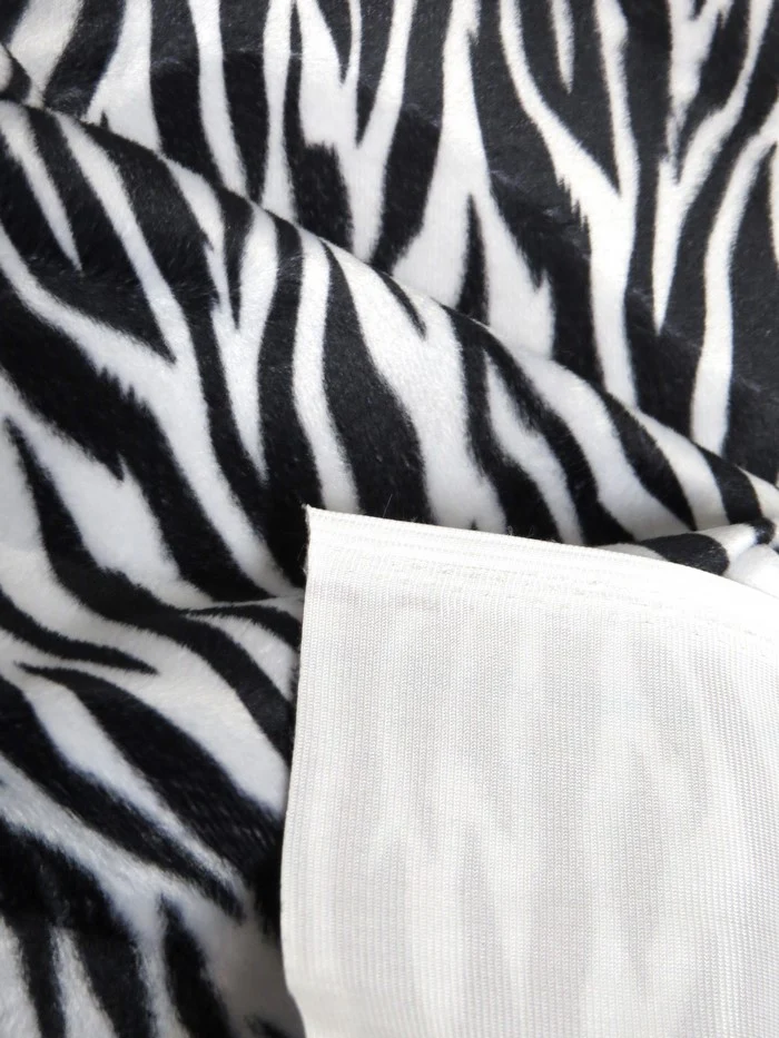 White/Black Small Stripe Velboa Zebra Animal Short Pile Fabric / By The Roll - 25 Yards - Image 3